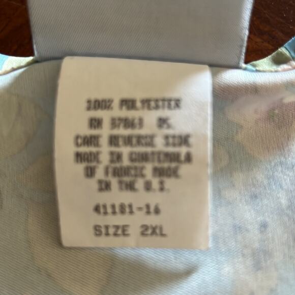 Blair 2XL Blue Floral Print Knit Top Vintage Short Sleeves - Picture 6 of 9